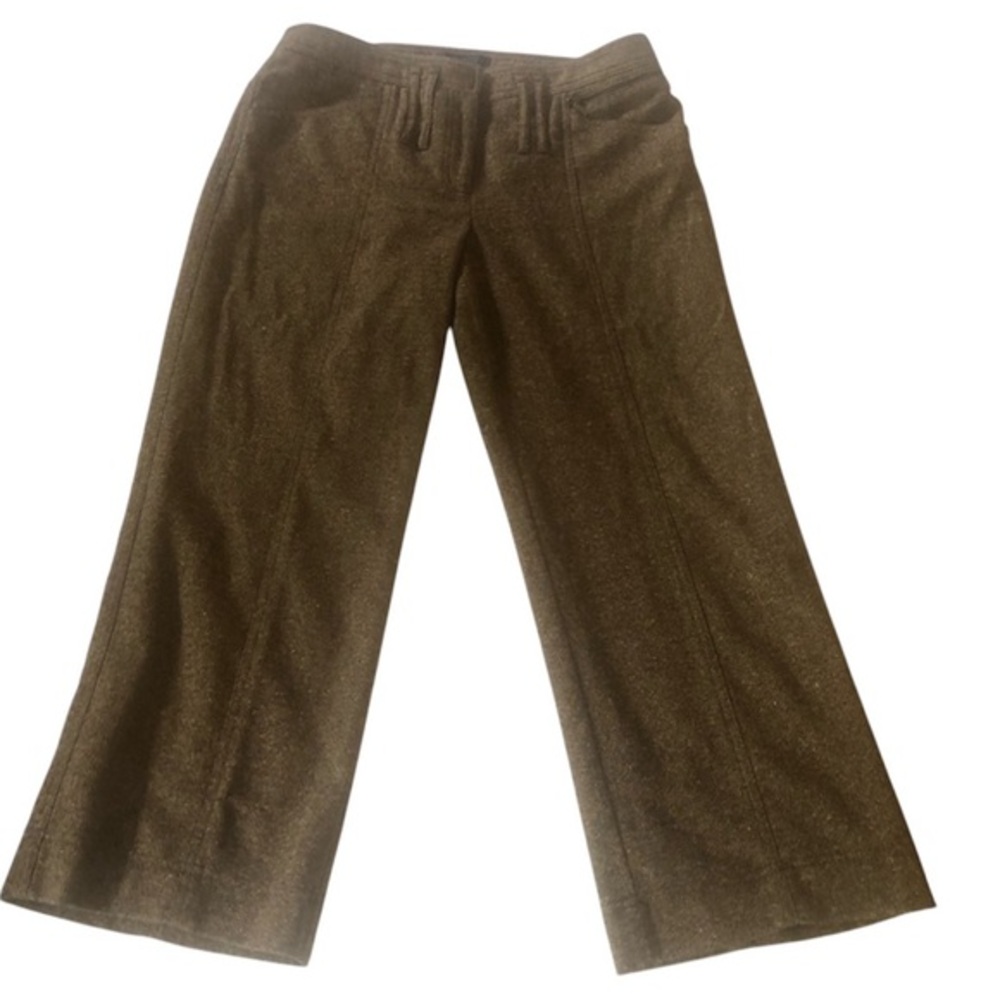 The Limited Stretch Brown Tweed wide crop leg Wool blend pants Size 8